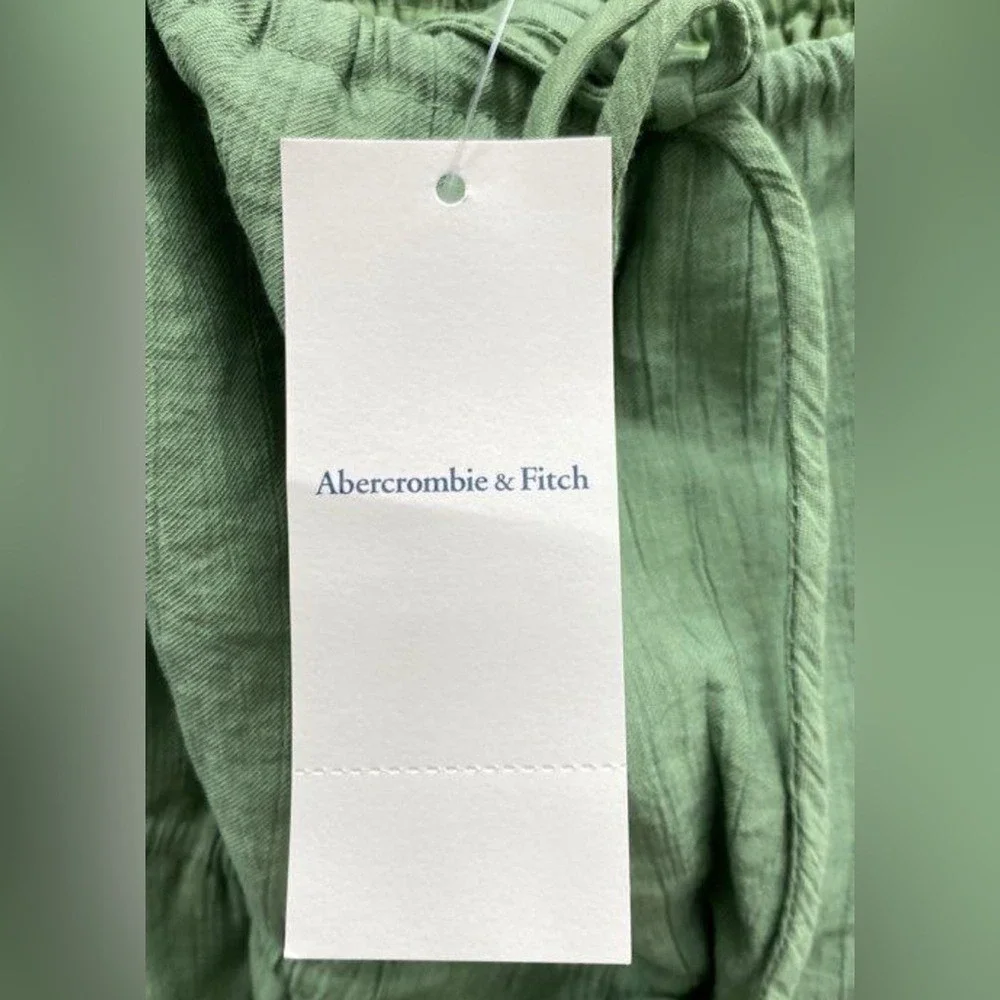 Abercrombie‎ Fitch Green Smocked Tie Front Mini Dress Women's Size S